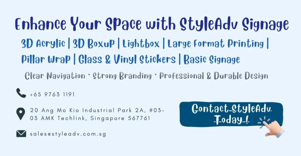 Style Adv signage services with contact information
