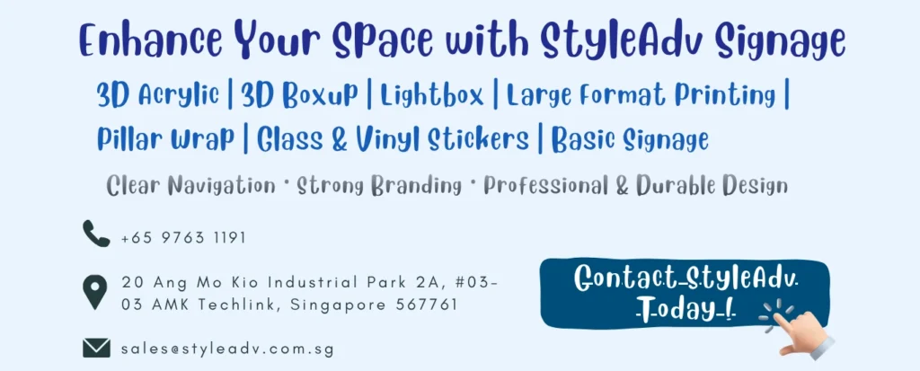 Style Adv signage services with contact information