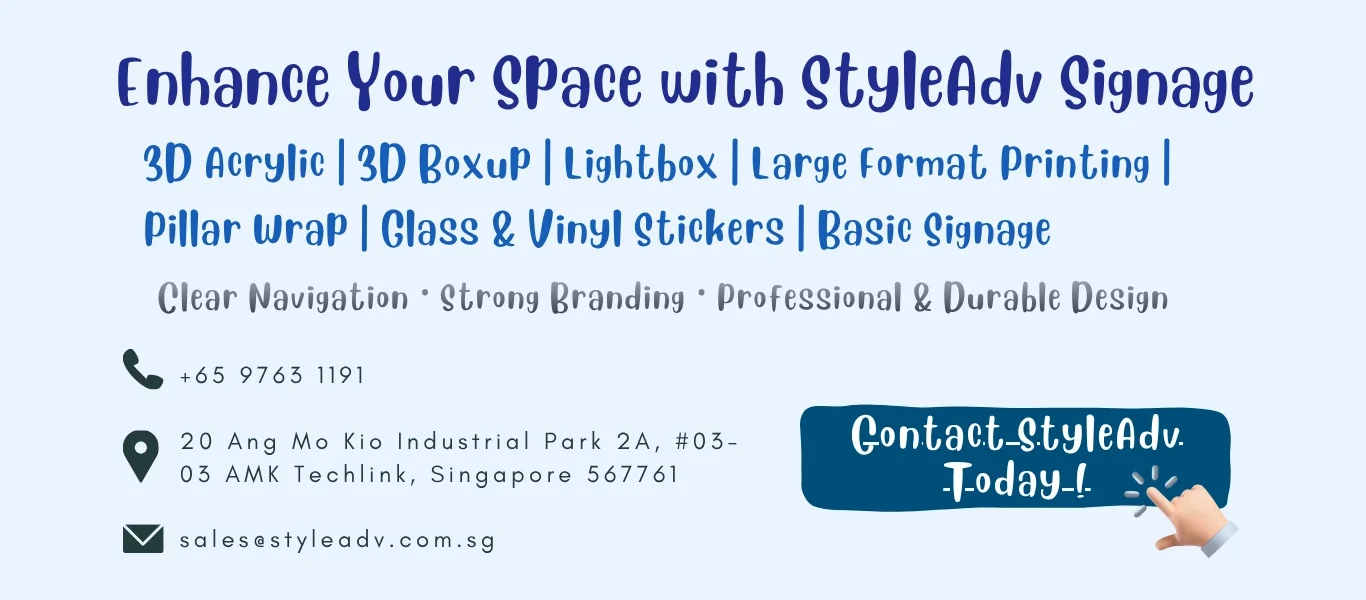 Style Adv signage services with contact information