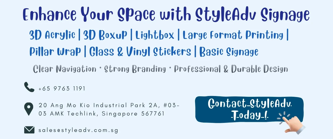 Style Adv signage services with contact information