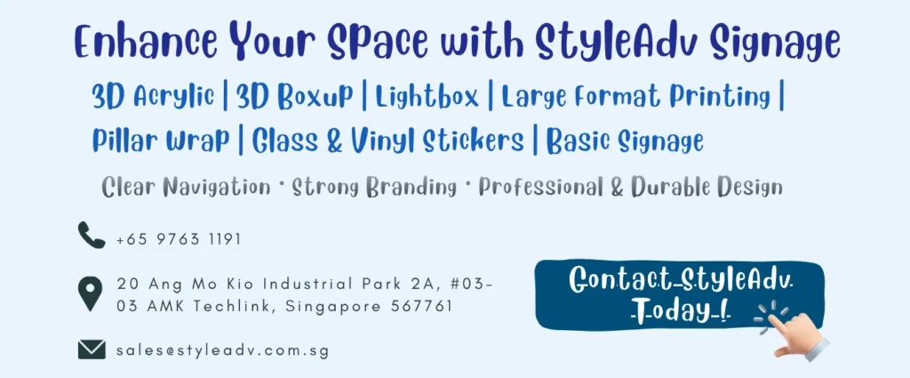 Style Adv signage services with contact information