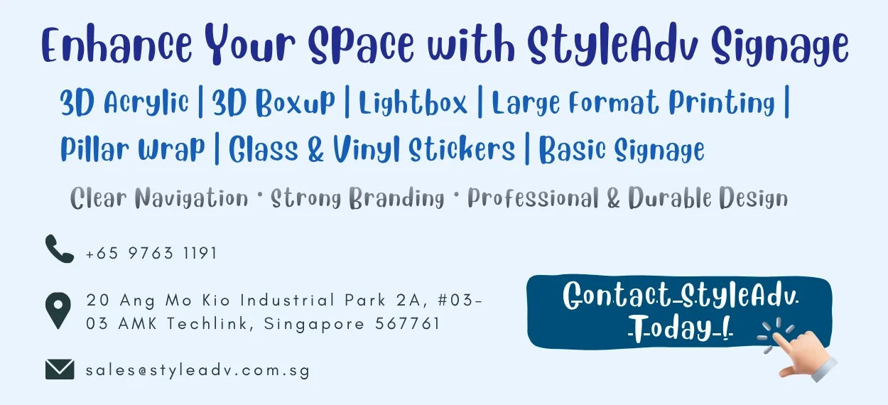 Style Adv signage services with contact information
