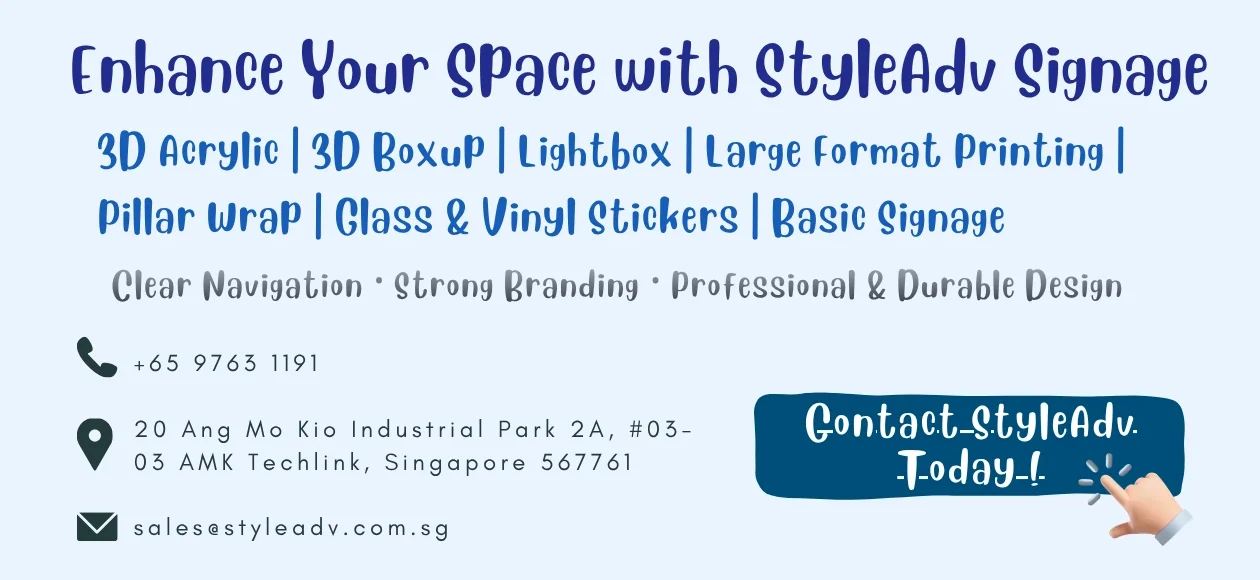 Style Adv signage services with contact information
