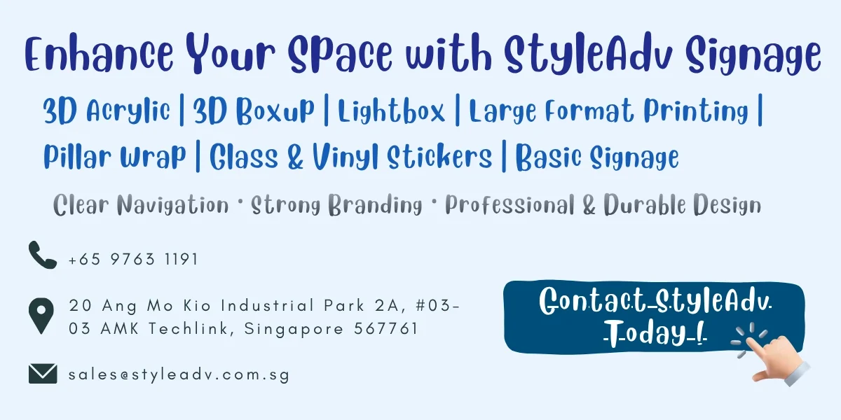 Style Adv signage services with contact information