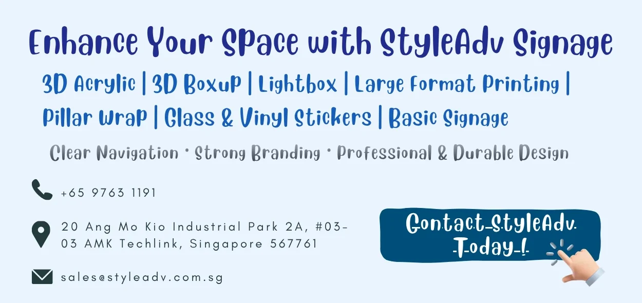 Style Adv signage services with contact information