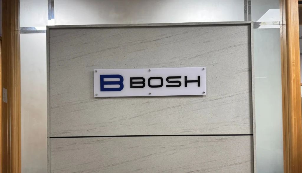 Acrylic Office Reception Sign for BOSH
