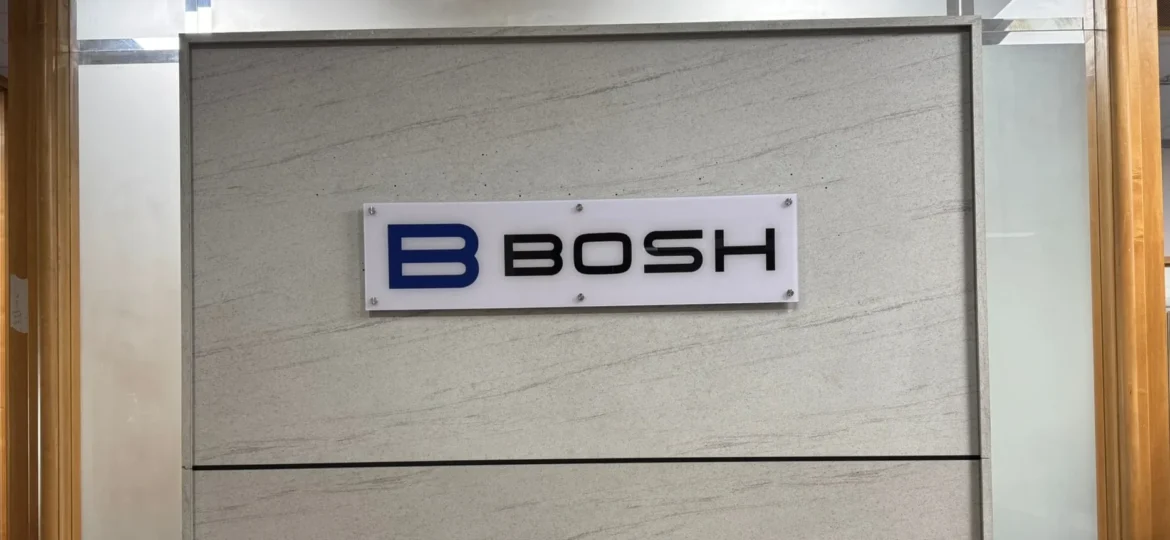 Acrylic Office Reception Sign for BOSH