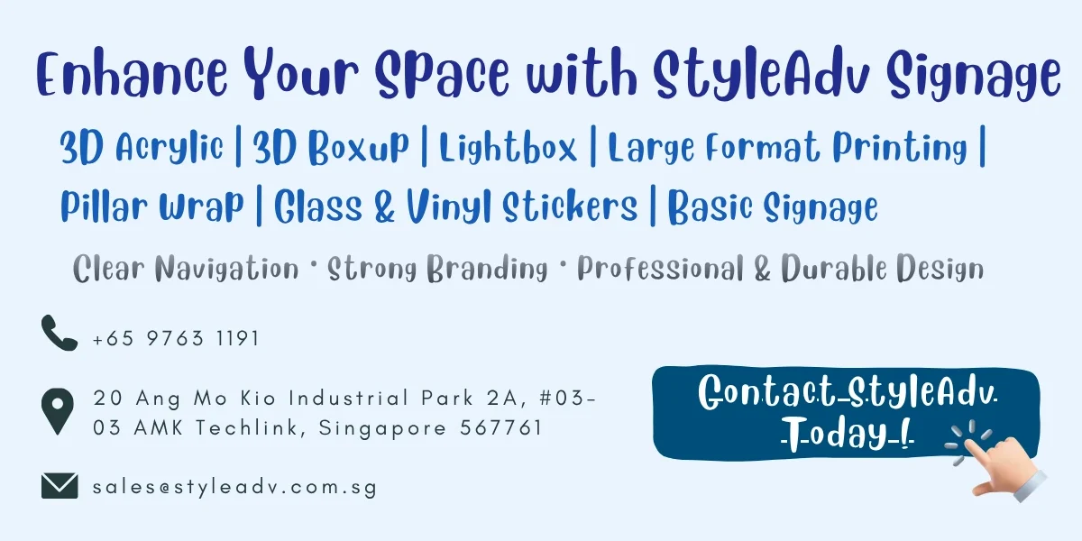 Style Adv signage services with contact information