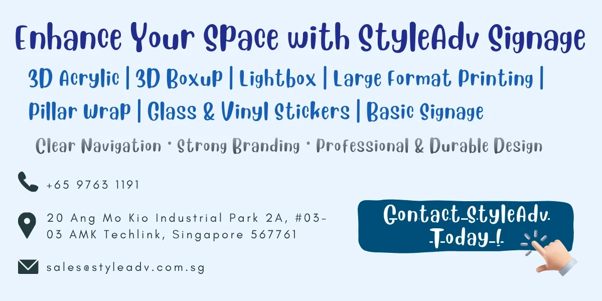 Style Adv signage services with contact information