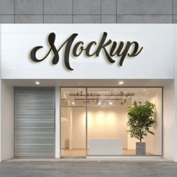Modern Storefront 3D Signage Logo Mockup