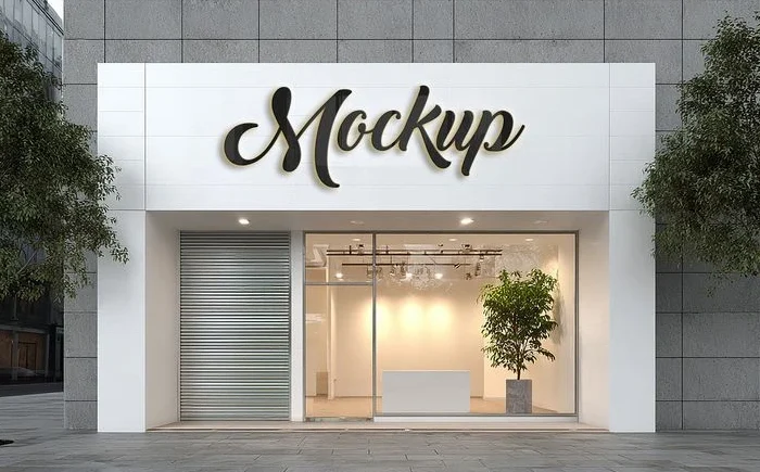 Modern Storefront 3D Signage Logo Mockup