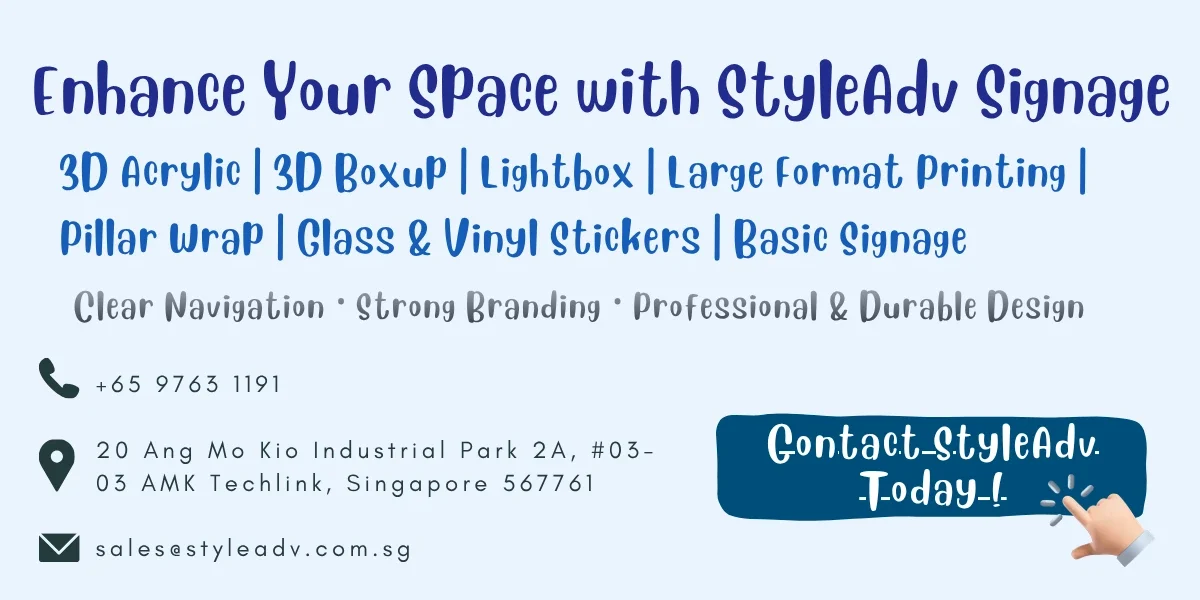 Style Adv signage services with contact information