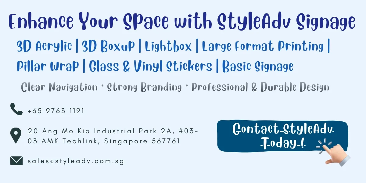 Style Adv signage services with contact information